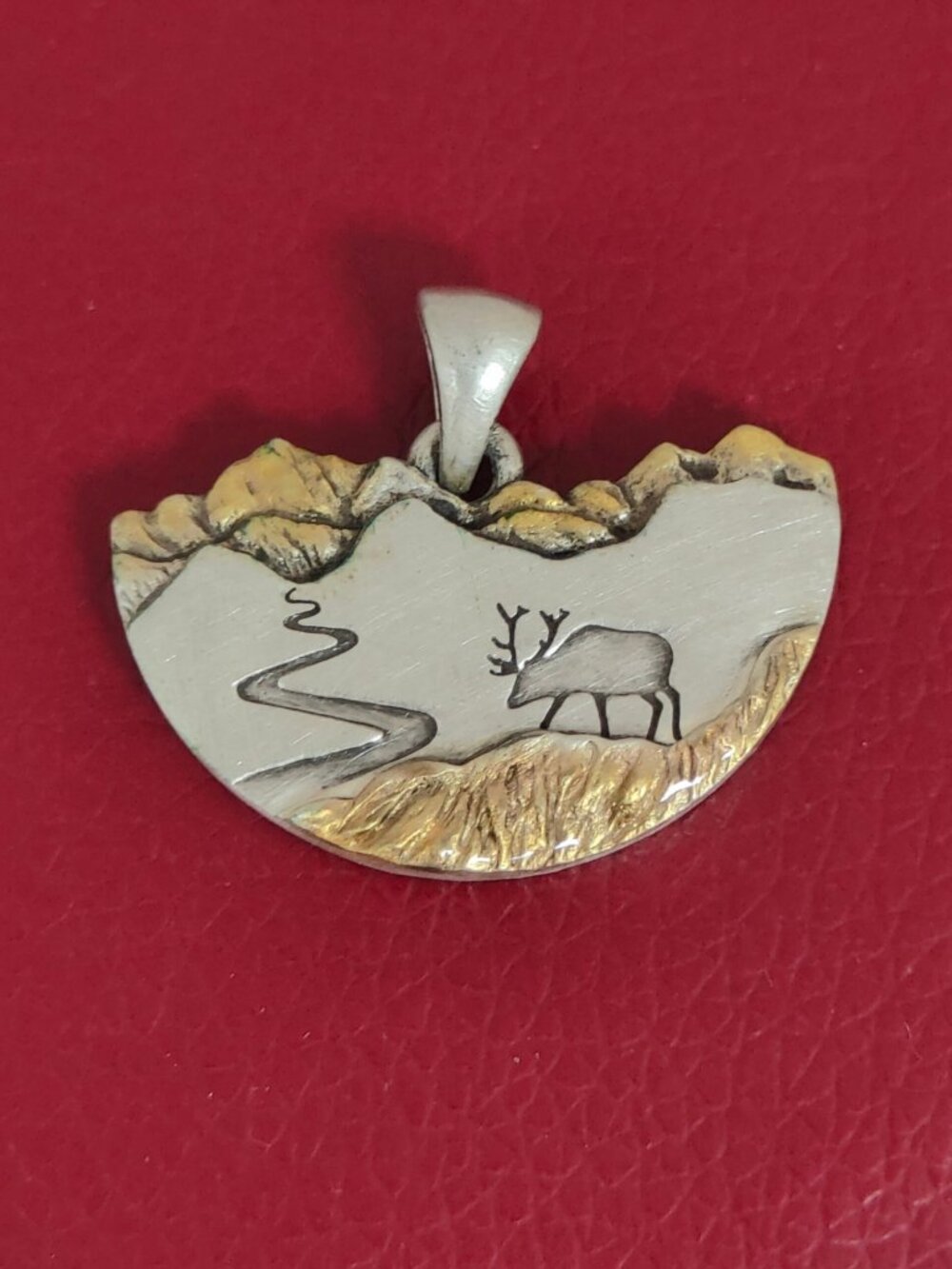 Elk Mountain Landscape Pendant Handmade Wildlife Nature Charm S925 Silver